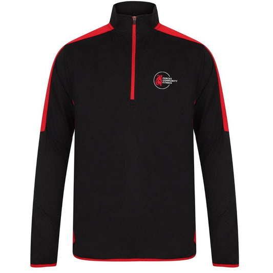 Forces Community Fitness – ¼ Zip Mid-Layer - Black / Red (LV571)