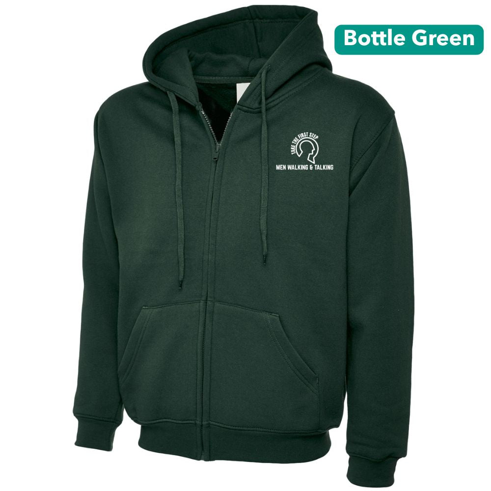 Title: Men Walking & Talking Zipped Hoodie – Take the First Step