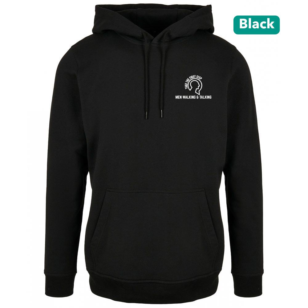 Title: Men Walking & Talking Premium Heavy Hoodie – Take the First Step