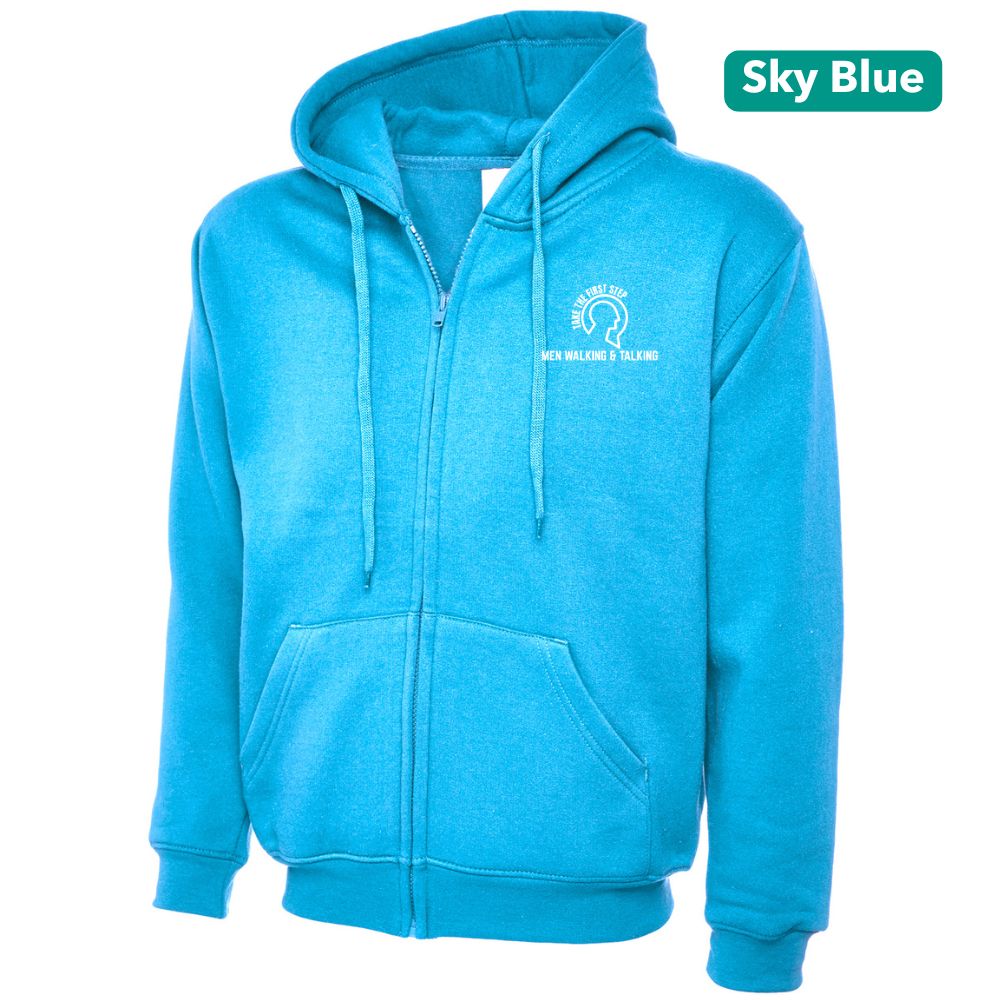 Title: Men Walking & Talking Zipped Hoodie – Take the First Step