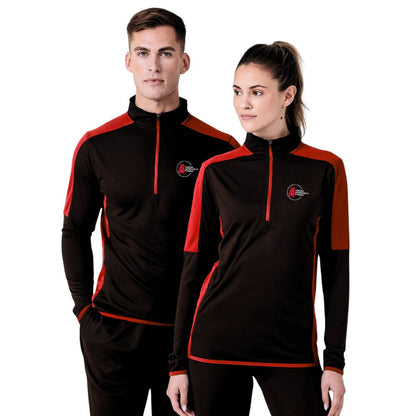 Forces Community Fitness – ¼ Zip Mid-Layer - Black / Red (LV571)