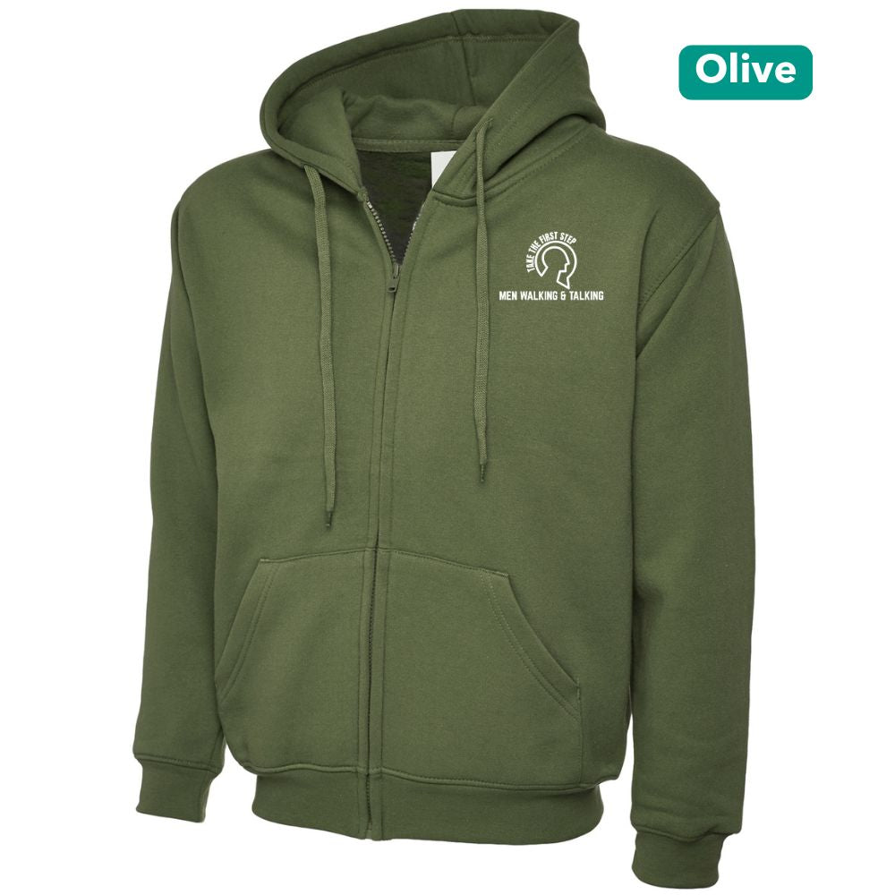 Title: Men Walking & Talking Zipped Hoodie – Take the First Step