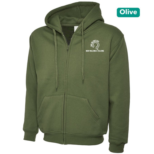 Title: Men Walking & Talking Zipped Hoodie – Take the First Step